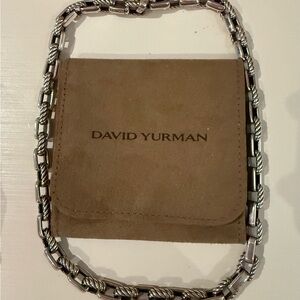 David Yurman DY Sterling Silver 925 & Gold 750 Rope Link Station Necklace
